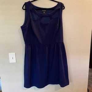 Navy Skater Cut Out Neckline Dress 20W